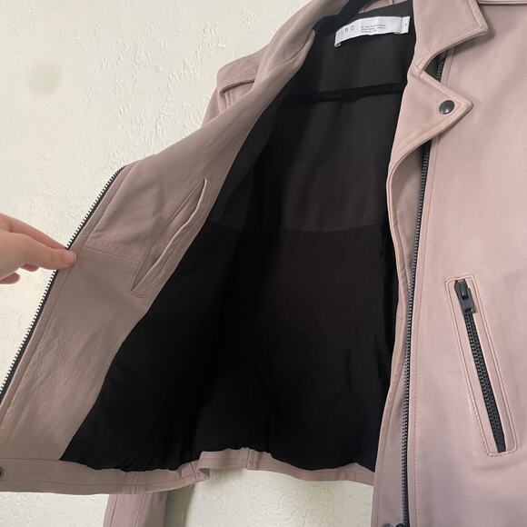 IRO Newhan Han Leather Moto Biker Jacket Dusty Old Pink sz 38 - Picture 12 of 15